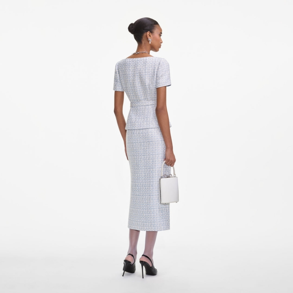 Self-Portrait Blue and White Midi Dress - Picture 3 of 9